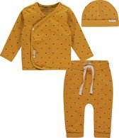 Noppies SET(3delig) Overslag shirt, Broekje en Mutsje Okergeel met sterretjes 44