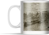 Mok - Een zwart-wit illustratie van Buffalo - 350 ml - Beker