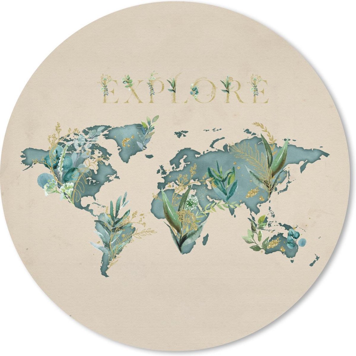 Muismat rond 40x40 cm - Mousepad Wereldkaart - Retro - Quote - Ronde muismatten