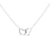 YO&NO - Ketting - Anker - Harten - 1,2mm - 40 + 5cm - Sieraden vrouw - Gerhodineerd - Zilver 925