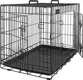 FEANDREA Hondenkooi 2 deuren hondenbox transportbox opvouwbaar draadkooi katten konijnen knaagdieren konijnen gevogelte kooi zwart XL 91 x 64 x 58 cm PPD36H