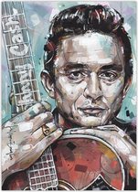 Passionforart.eu Poster - Johnny Cash Guitar Canvasdoek - 70 X 50 Cm - Multicolor