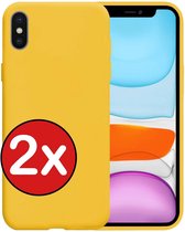 iPhone X Hoesje Siliconen Case Back Cover Hoes - iPhone X Hoesje Cover Hoes Siliconen - Geel - 2 PACK
