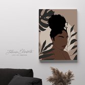 Jamila - Feministisch Minimalistisch Canvas Schilderij - Print  - 60 x 40 - Black woman