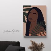 Gabrielle - Feministisch Minimalistisch Canvas Schilderij - Print  - 60 x 40 - Black woman