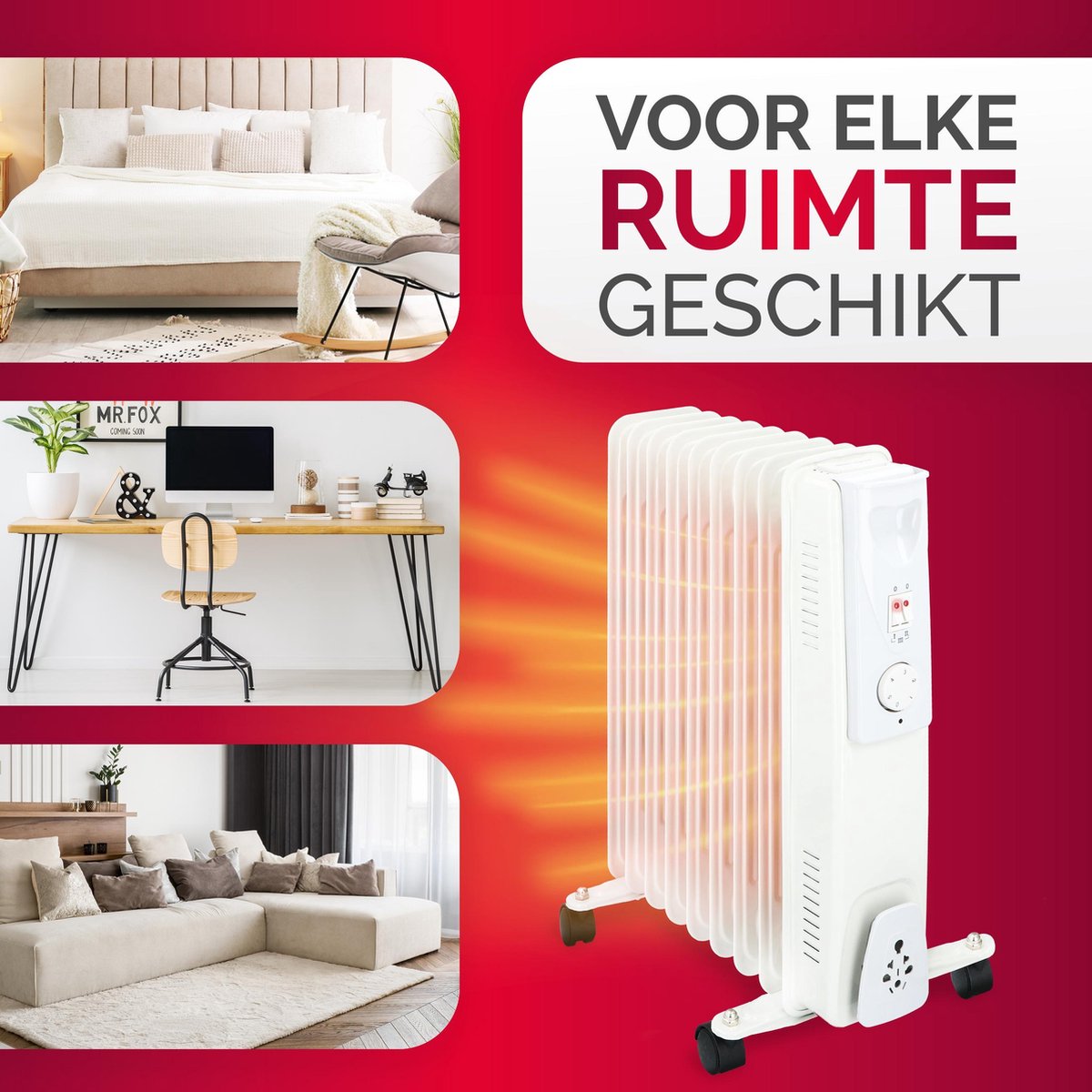 alpina Olieradiator 2000W – Elektrische Radiator met Instelbare Thermostaat – Oliegevulde Radiator met Koord Opbergruimte, Instelbare Temperatuur en Oververhittingsbeveiliging – foto 8