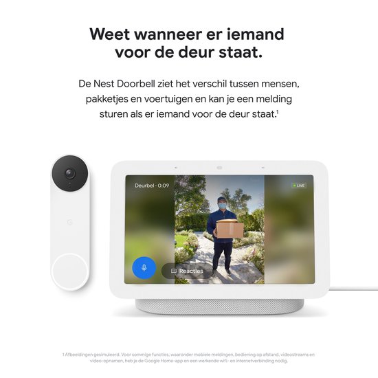 Google Nest Videodeurbel - Deurbeldrukker - Batterij - Wit - Google Nest