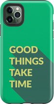 iPhone 11 Pro Hoesje - Dubbele Bescherming - Zacht + Hard Hoesje - Met Quote - Good Things - Groen