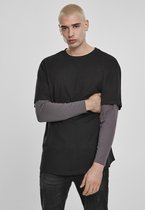 Urban Classics - Oversized Shaped Double Layer Longsleeve shirt - 2XL - Grijs/Grijs