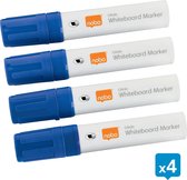 Nobo Glide  Whiteboard Markers - Whiteboard Stiften Met Grote Beitelvormige Punt - 4 Stuks - Blauw