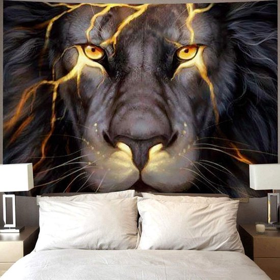 Ulticool - Lion Lion Head Nature - Tapisserie - 200x150 cm - Groot tapisserie - Affiche