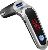 Bluetooth Carkit MP3-speler FM Transmitter zender Draadloze radio - adapter USB-oplader Universeel - zilver