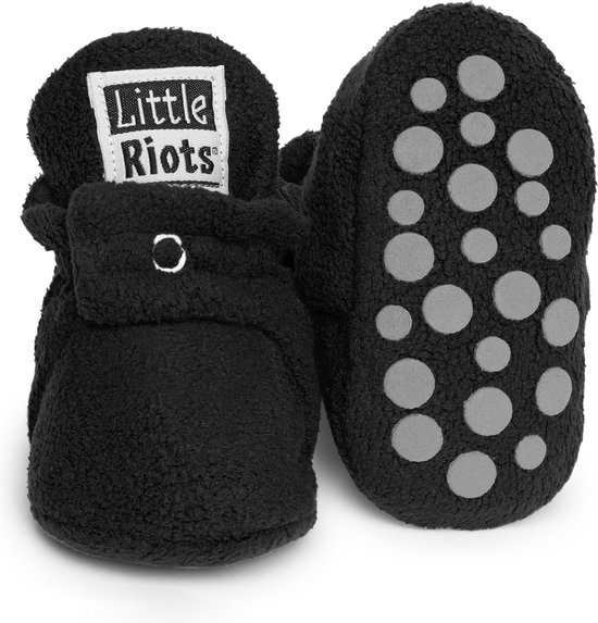Little Riots - babyslofjes - antislip - fleece stepper - zwart - slofjes  voor je baby,... | bol.com