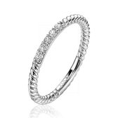 ZINZI zilveren ring gedraaid 2mm witte zirkonia's ZIR2128