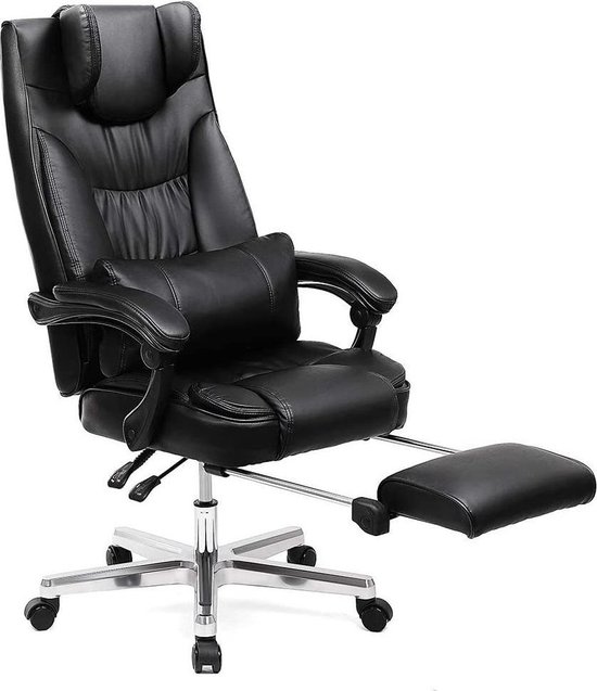 Luxe Bureaustoel -Computerstoel met Inklapbare Hoofdsteun - Uittrekbare  Voetensteun -... | bol.com