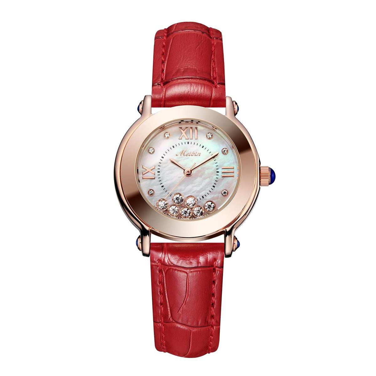 Longbo - Meibin - Dames Horloge - Rood/Rosé/Wit Parelmoer - Ø 29*31mm (Productvideo)