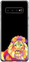 Samsung Galaxy S10 Telefoonhoesje - Transparant Siliconenhoesje - Flexibel - Met Dierenprint - Leeuw - Oranje