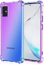 Samsung Galaxy A51 Anti Shock Hoesje Transparant Extra Dun - Samsung Galaxy A51 Hoes Cover Case - Paars/Blauw