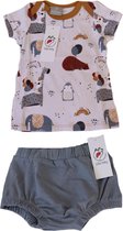 k&b -  baby Meisjes Tshirt met korte broek  Maat 80 -grijs