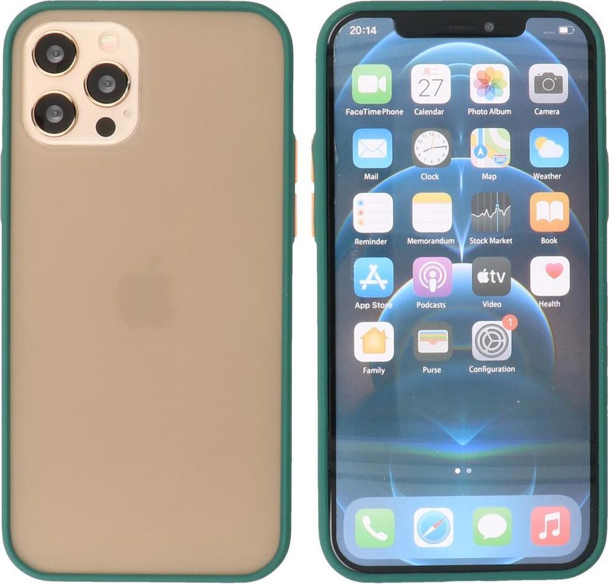 iPhone 12 & iPhone 12 Pro Hoesje - Back Cover Telefoonhoesje - Donker Groen