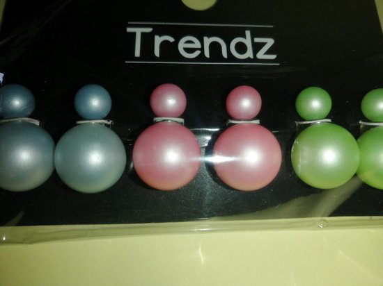 Trendz - Oorbellen - Nikkel vrij - Roze-Wit-Blauw (3 paar)