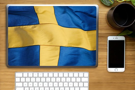 Sticker pour ordinateur portable - 15,6 pouces - Gros plan du drapeau de la Suède