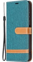 Hoesje geschikt voor iPhone 11 Pro - Bookcase - Pasjeshouder - Portemonnee - Vintage - Stof - Kunstleer - Groen