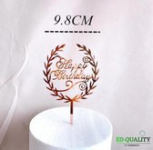 Cake topper (Let op : Rose) - Happy birthday -EDQuality cake topper - caketopper - goud met bloemen - Roze- verjaardag - taartdecoratie - taart topper - taart versiering