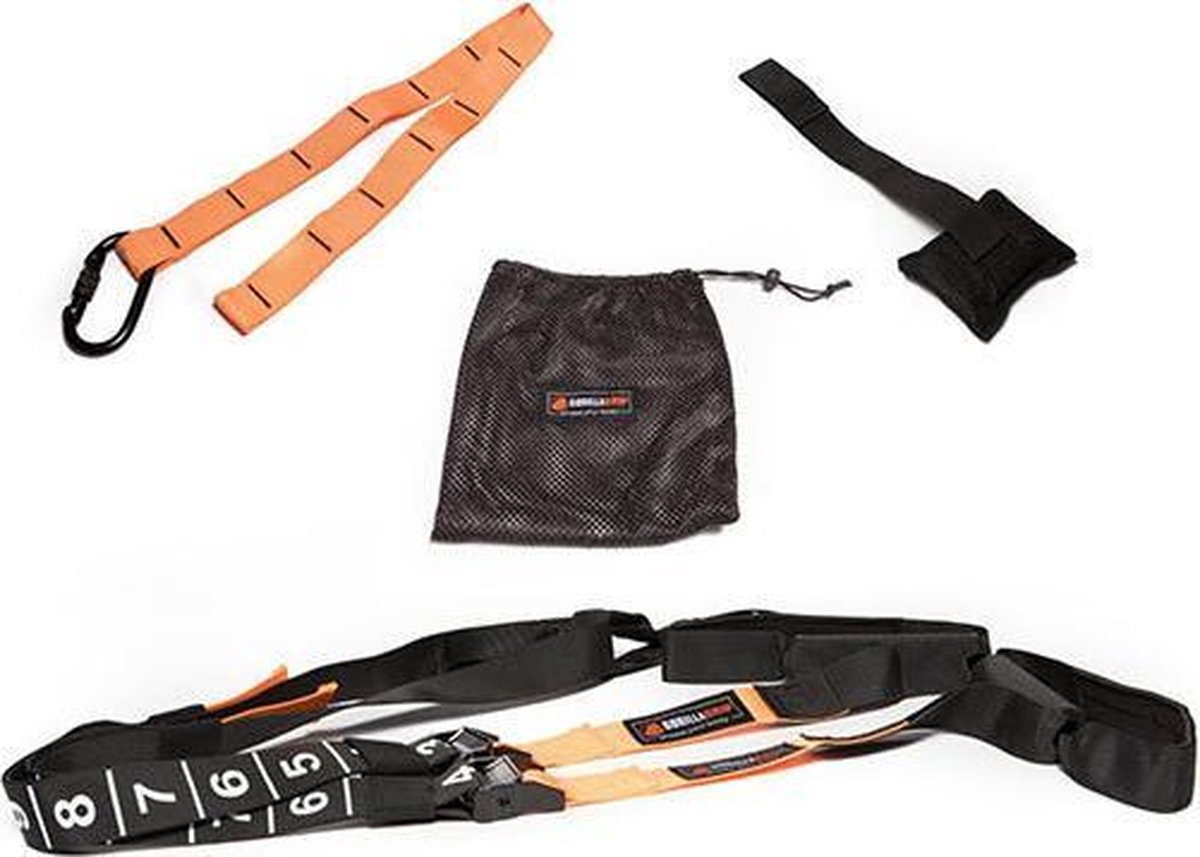 GorillaGrip - Suspension Trainer/ TRX Trainer/ Zwart-oranje/ Inclusief Draagtas