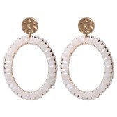 Biba oorbellen | Ovaal | Hangers | Wit en goud