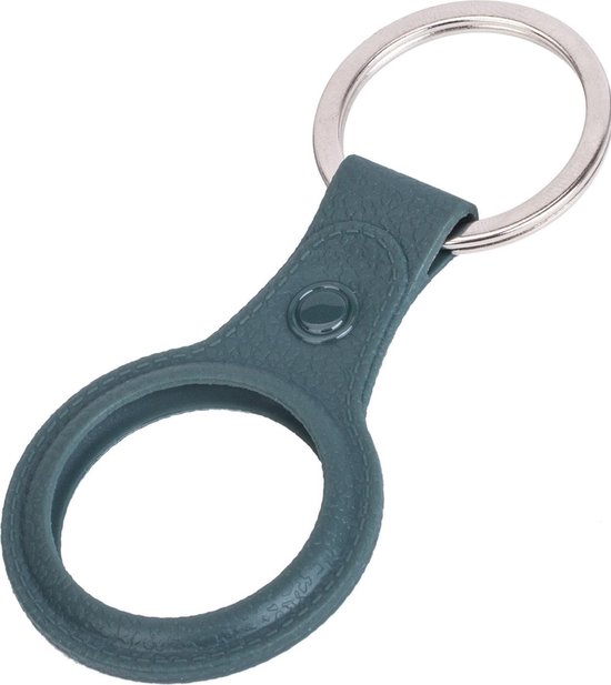 AIRTAG Trousseau Cuir - Case en cuir Look AIRTAG - Keychain vert foncé Couverture Air Tag - AIRTAG Keychain Case - Porte - clé Zwart AIRTAG