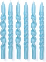 TWIST'D - Gedraaide kaarsen set - soft blue - 6 stuks - 29 cm - dinerkaars - kaarsen - twisted candles - swirl kaarsen