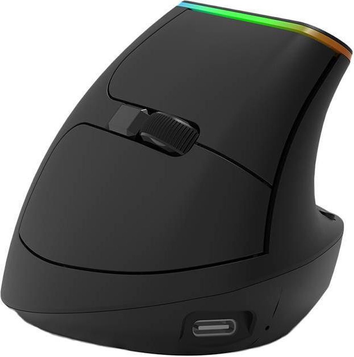 Delux - Draadloze Verticale Ergonomische Muis - BT4.0 + 24 Ghz - 4000 DPI - RGB - Zwart