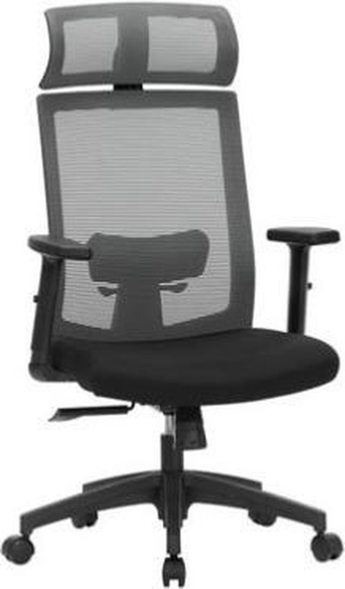 Segenn's bureaustoel - bureaustoel met netbekleding - ergonomische computerstoel - 360 ° draaistoel - verstelbare lendensteun - met hoofdsteun - vergrendelbare hellingshoek tot 120 ° - grijs