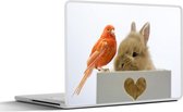 Laptop sticker - 14 inch - Dieren - Konijn - Vogel - 32x5x23x5cm - Laptopstickers - Laptop skin - Cover