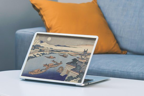 Autocollant pour ordinateur portable - 11,6 pouces - La rivière Yodo au clair de lune - Peinture de Katsushika Hokusai - 30x21cm - Autocollants pour ordinateur portable - Skin pour ordinateur portable - Housse
