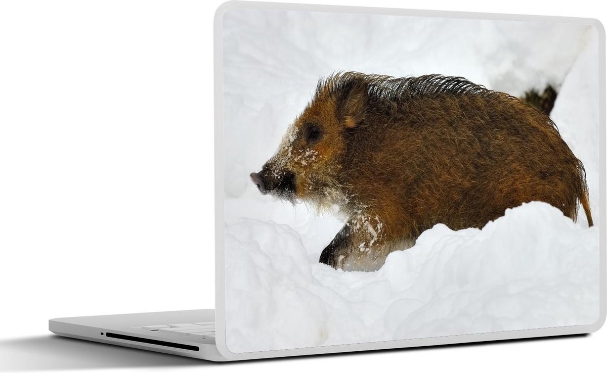 Afbeelding van product SleevesAndCases  Laptop sticker - 11.6 inch - Varken - Wild - Sneeuw