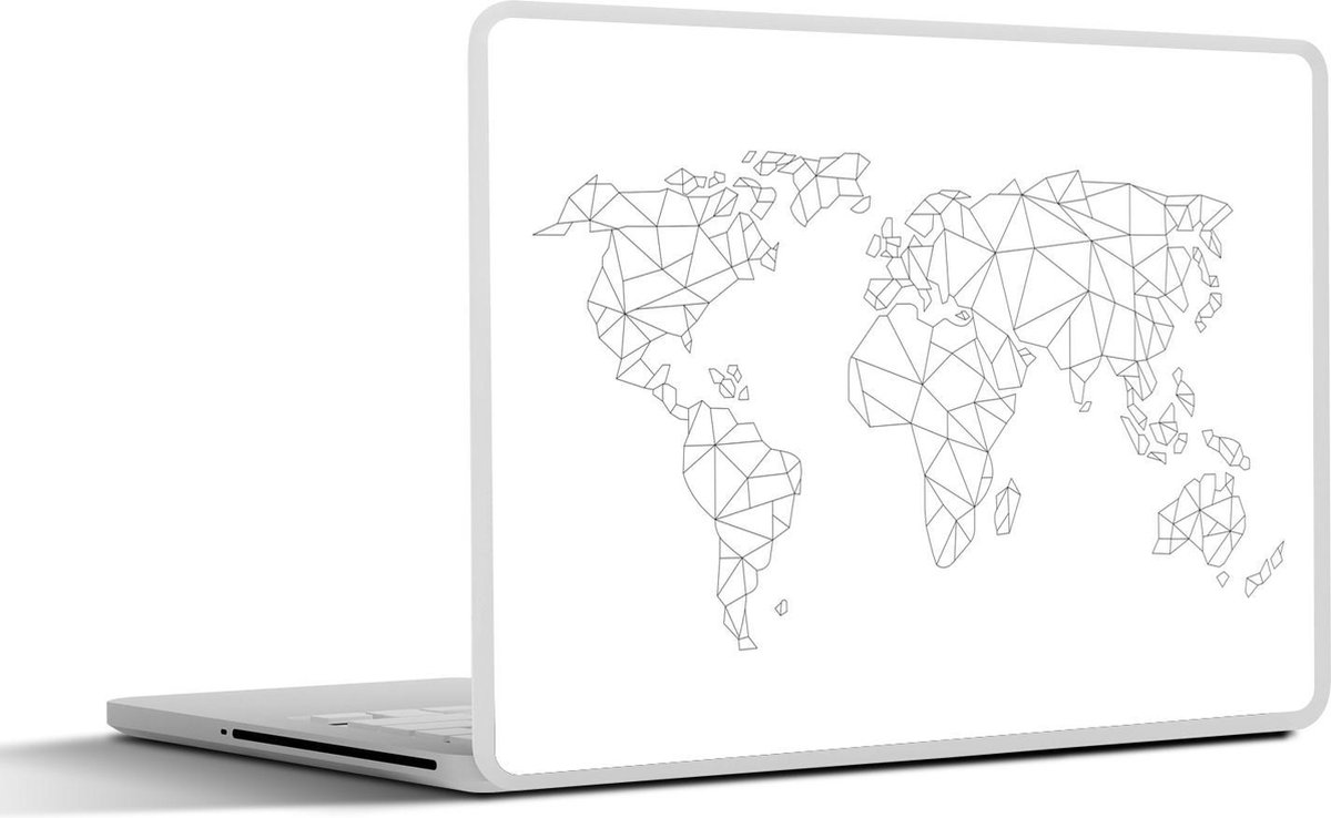 Laptop sticker - 11.6 inch - Wereldkaart - Simpel - Zwart - Wit - Kinderen - Jongens - Meisjes - 30x21cm - Laptopstickers - Laptop skin - Cover - SleevesAndCases