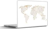 Laptop sticker - 13.3 inch - Wereldkaart - Goud - Grijs - Kinderen - Jongens - Meisjes - 31x22,5cm - Laptopstickers - Laptop skin - Cover