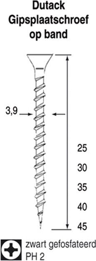 Gipsplaatschroef 3,9 fijn 35mm PH2 ds duizend stuks