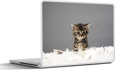 Laptop sticker - 13.3 inch - Kitten - Veren - Grijs - 31x22,5cm - Laptopstickers - Laptop skin - Cover