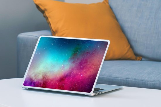 Laptop sticker - 10.1 inch - Waterverf - Sterrenhemel - Roze - Blauw - 25x18cm - Laptopstickers - Laptop skin - Cover