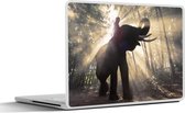 Laptop sticker - 12.3 inch - Olifant met persoon in fel zonlicht - 30x22cm - Laptopstickers - Laptop skin - Cover