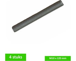 TQ4U draadeinde M10 x 120 mm - verzinkt - 4 STUKS