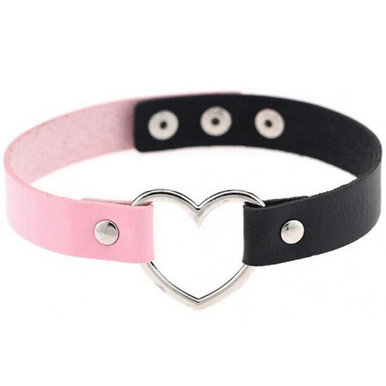 Miresa - sexy hart choker - verstelbaar met drie knopen – Roze & zwart