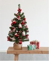 Imperial Kant en klare kerstboom inclusief versiering - 75cm hoog - 20 ornamenten - Groen Rood
