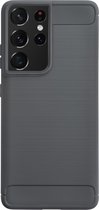 BMAX Carbon Samsung Galaxy S21 Ultra Hoesje / Soft cover / Telefoonhoesje / Beschermhoesje / Telefoonhoesje  / Telefoonbescherming - Grijs