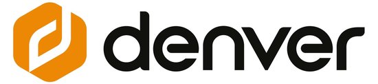 Denver logo: oranje zeshoek met een witte, naar rechts wijzende pijl, naast het zwarte woord 'denver'.