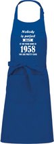Mijncadeautje - Luxe schort - Nobody is perfect - 1958 - royal blue