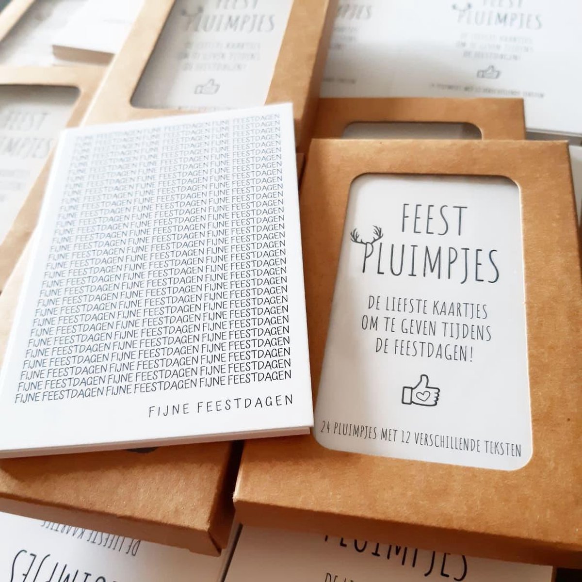 Liefsoppapier.nl Pluimpjes Feestdagen editie - Kerst compliment kaartjes - 24 stuks